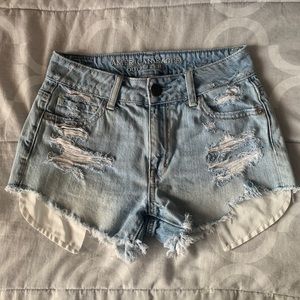 AE Distressed Light Wash High Waisted Jean Shorts